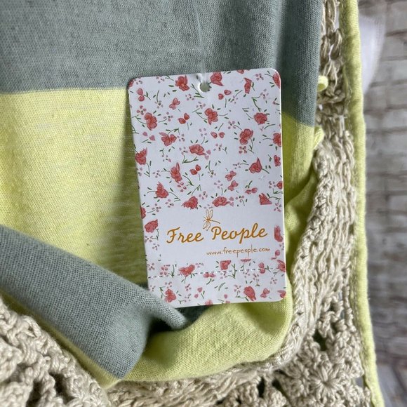 Free People Luca Crochet Stripe Tank Top Tunic Dress Merida Combo S New - Picture 5 of 9